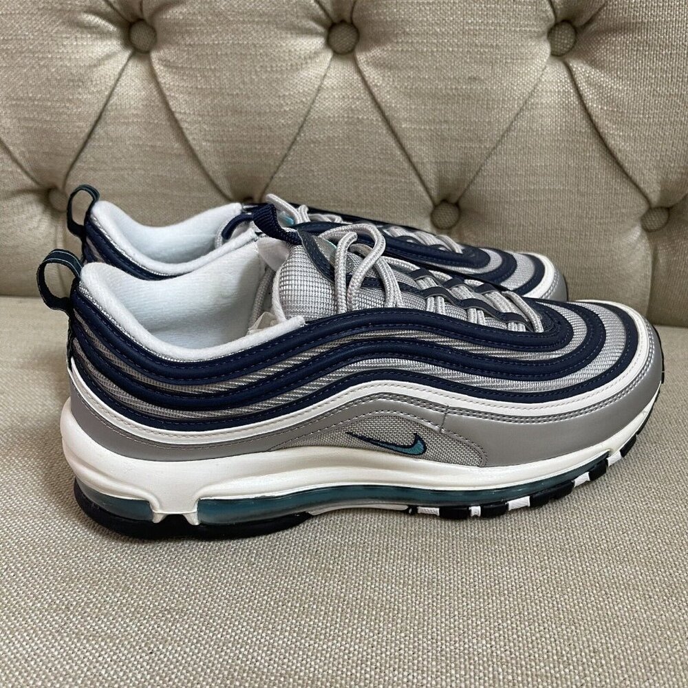 Nike Air Max 97 OG Mens Shoes Metallic Silver Chlorine Blue Sz 8.5 DM0028 001